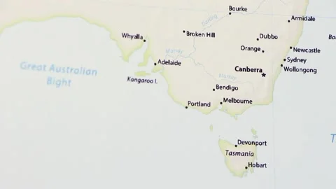 Australia and Tasmania on a Map Stock Footage 99885833