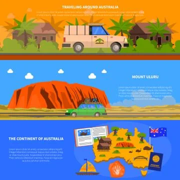 Australia Banners Set Illustration