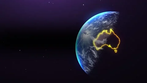 Australia border outline from space Stock Footage 195691270