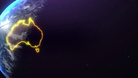 Australia border outline from space Stock Footage 195691354