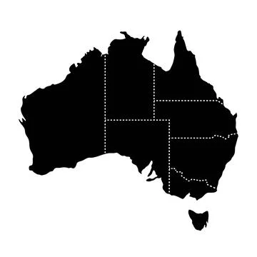 Australia borders map. Australian continent map with internal borders and T.. Stock Illustration