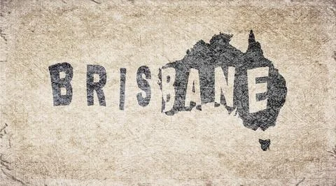Australia Brisbane Typography Map Stock Illustration