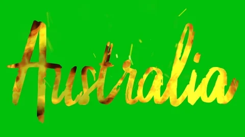 Australia. Burning Text on the Green background. Stockbeeldmateriaal 123522473