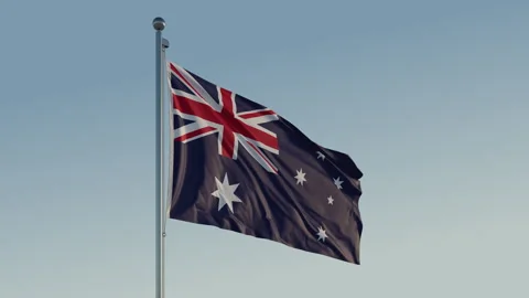 Australia Canberra Flag Cinematic Loop Realistic Motion Blue Sky Waving Stock Footage 277796970