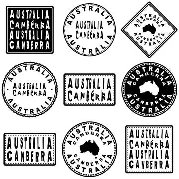 Australia Canberra Seal Map Design Stock Illustration