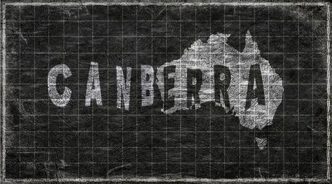 Australia Canberra Typography Map Stock Illustration