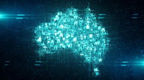 Australia connected devices internet of things IoT cloud computing data  스톡 일러스트