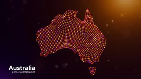 Australia Connected Intelligence Concept With Digital Network Map Stock Illustration