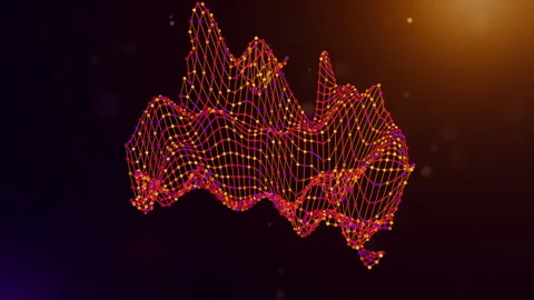 Australia Connected Intelligence Network Map Reveal Animation Stock Footage 336654816