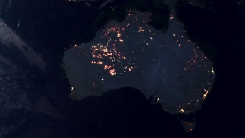 Australia Continent Burning In Fire View From Space 動画素材 122459973