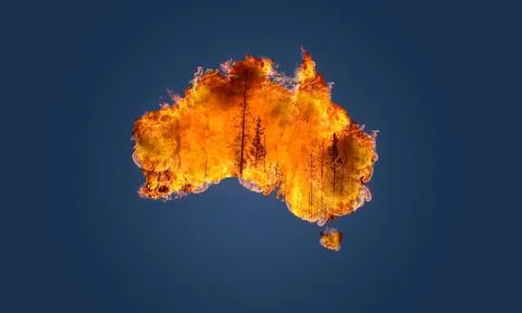 Australia continent on fire Stock Illustration