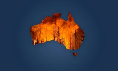 Australia continent on fire Stock Illustration