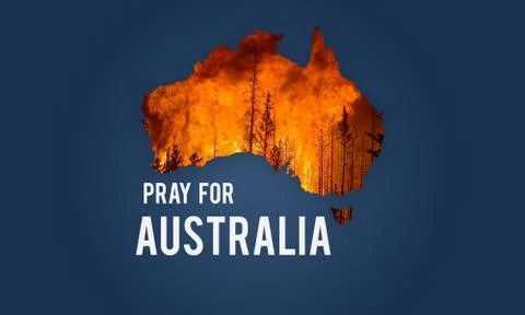 Australia continent on fire Stock Illustration