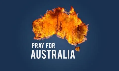 Australia continent on fire Stock Illustration
