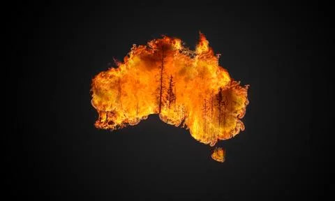 Australia continent on fire Stock Illustration
