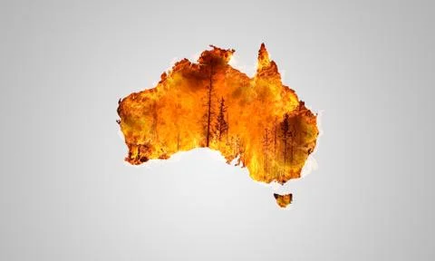 Australia continent on fire Stock Illustration