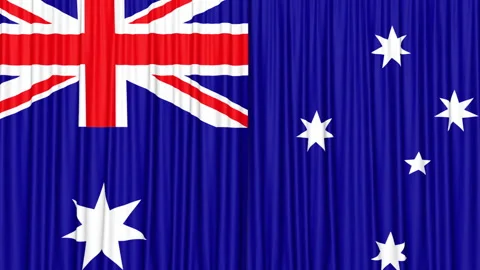 Australia Curtain Flag Animation on Alpha Channel, Loop Stock Footage 299682425