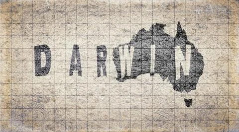Australia Darwin Typography Map Stock Illustration