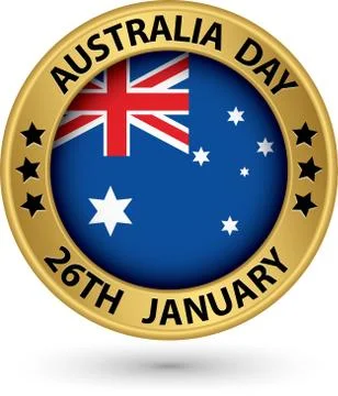 Australia Day gold label, vector illustration Stock Illustration