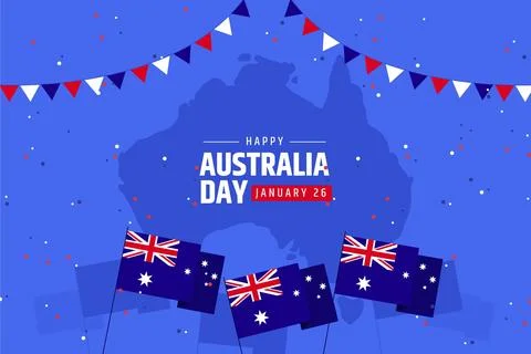 Australia day with map flat design Stock Illustration
