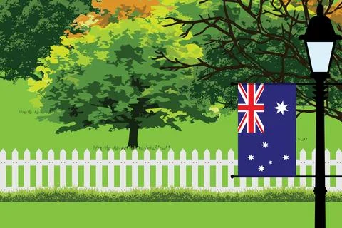 Australia Day Trees Lamp Vector Illustration Stock Illustration