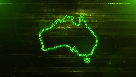 Australia Digital Futuristic Glitch Map Stock Footage 333603952