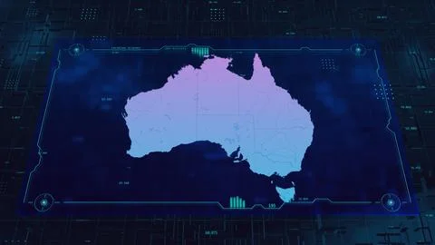 Australia Digital HUD UI Map Stock Illustration