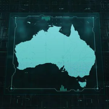 Australia Digital HUD UI Map Stock Illustration