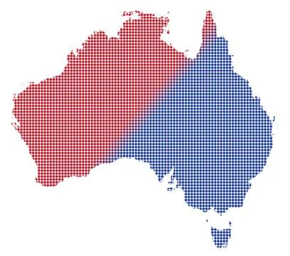 Australia Dot Map In Blue And Red Stock Illustration
