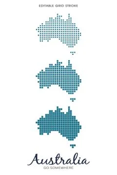 Australia Dot Map - Editable Grid Stroke Stock Illustration