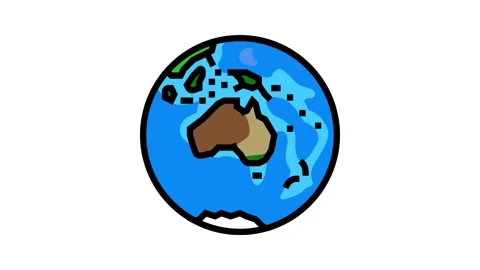 Australia earth planet map color icon animation Stock Footage 326102106
