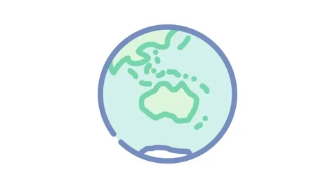 Australia earth planet map color icon animation Stock Footage 327271165