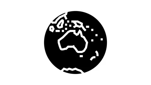 Australia earth planet map glyph icon animation Stock Footage 326159741