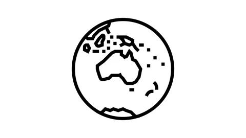 Australia earth planet map line icon animation Stock Footage 326138481
