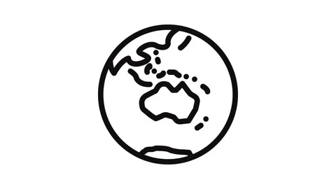 Australia earth planet map line icon animation Stock Footage 326765673