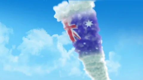 Australia Flag 3D Render Animation Created with Colored Smoke Trails by Airc 스톡 동영상 332246982