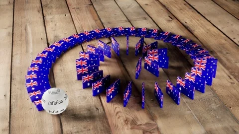 Australia Flag - Affected by Inflation Stock Footage 321484437
