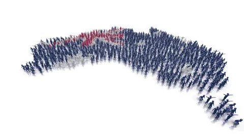 Australia flag and map made out of people Video stock 48342759