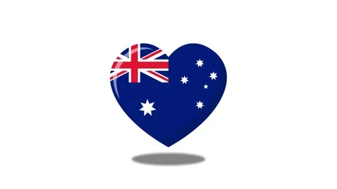 Australia flag animated bouncing heart-shaped flag with pulsing shadow loop.. Stock Footage 345505516