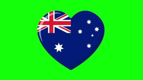 Australia flag animated bouncing heart-shaped flag with pulsing motion loop.. Stock Footage 345505650