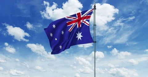 Australia flag animation, alpha channel Stock Footage 80077620