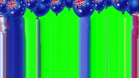 Australia flag balloons on green screen Stock Footage 340748211