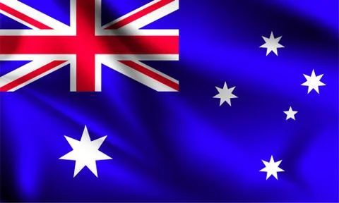 Australia flag blowing in the wind. part of a series. Australia waving flag. Stock Illustration