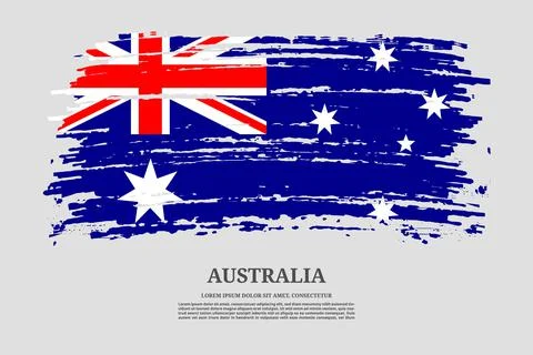 Australia flag with brush stroke effect and information text poster, vector Illustrazione stock