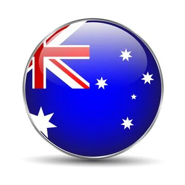 Australia Flag Button Icon Stock Illustration