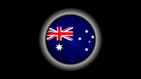 Australia flag button isolated on black Stock Footage 108856939
