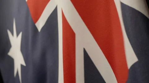Australia Flag Close Up, Blowing Wind National Nation Banner  Video stock 151916264