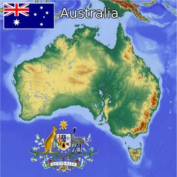 Australia flag coat map Stock Illustration