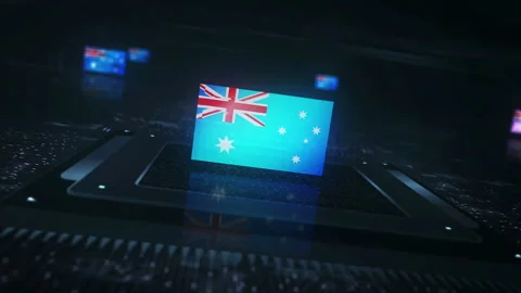 Australia flag on computer cpu Stock Footage 319750363