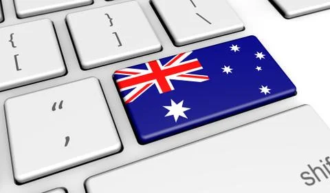 Australia Flag On Computer Keyboard Stock Illustration